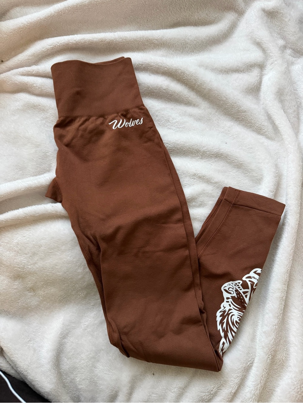 Darc Sport Brown Leggings with White Wolf Graphic